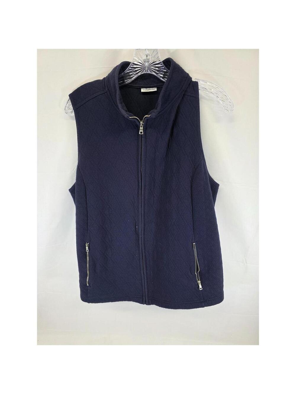 Croft & Barrow Women's Navy Quilted Sleeveless Vest with Zipper Pockets Size M